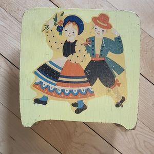 Vintage wooden napkin holder.  Folk art.